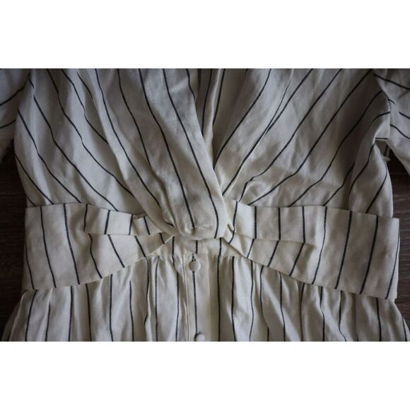 Derek Lam 10 Crosby Women Sz 12 Ivory Maya Pinstripe Twist-Front Maxi Dress - Picture 7 of 14